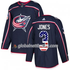 Blue Jackets Hockeydrakt Seth Jones 3 2017-2018 USA Flag Fashion Blå Adidas Authentic - Herre